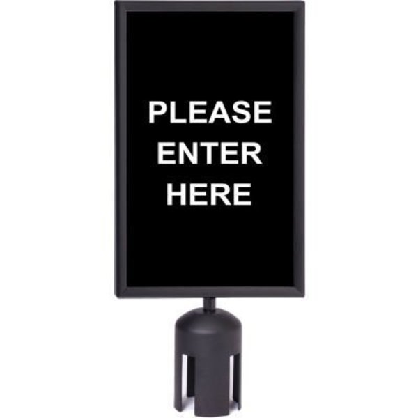 Queue Solutions Queue Acrylic Sign, Double Sided, "Please Enter Here", 7"Wx11"H, Black/White SF711VB-BK-SD711B-20
